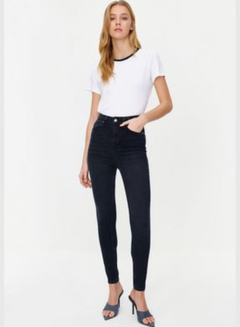 Midnight Blue Shaping Effect High Waist Skinny Jeans TWOSS24JE00077
