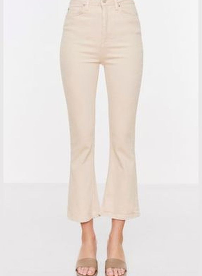 Stone High Waist Crop Flare Jeans Pants TWOSS22JE0137