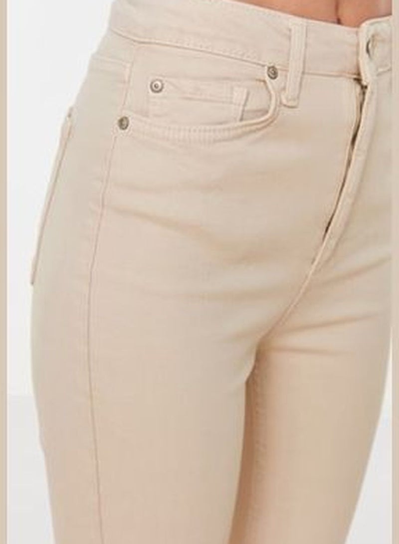 Stone High Waist Crop Flare Jeans Pants TWOSS22JE0137