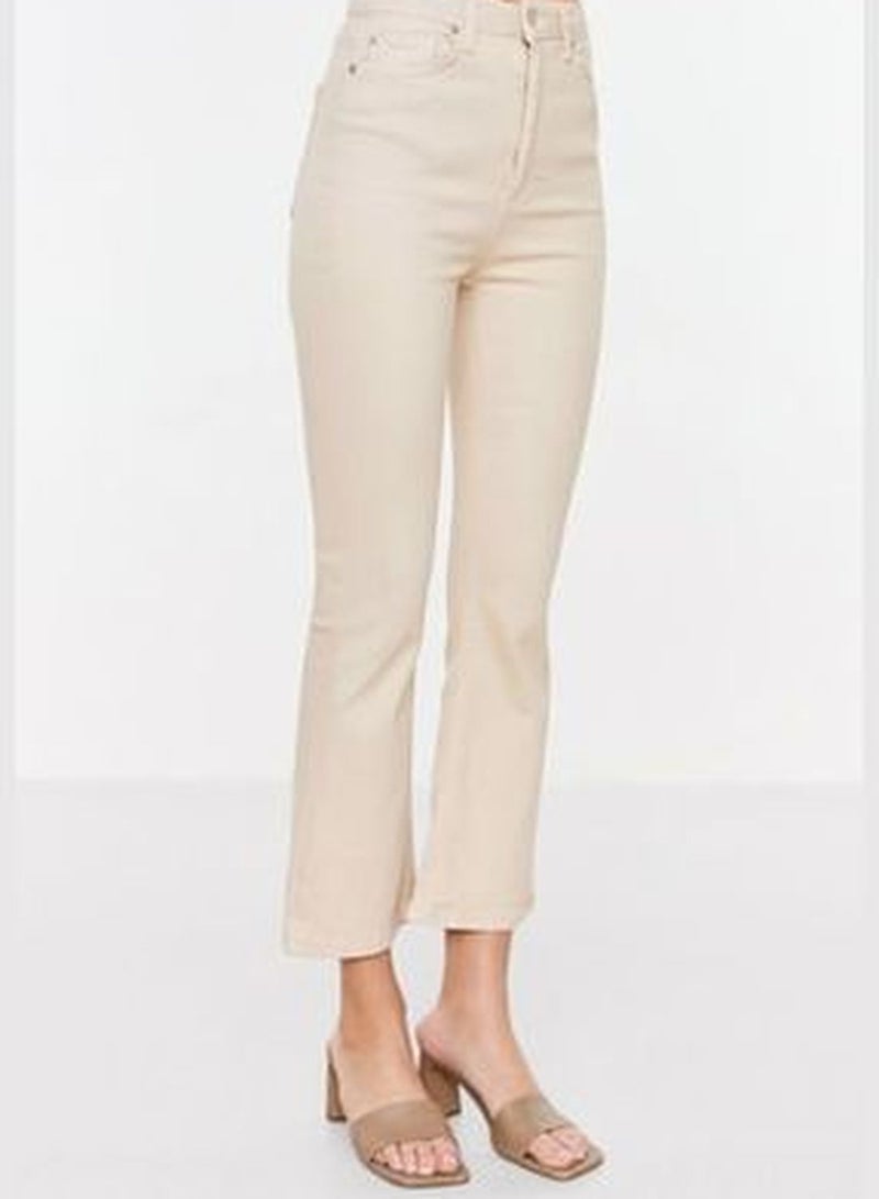 Stone High Waist Crop Flare Jeans Pants TWOSS22JE0137