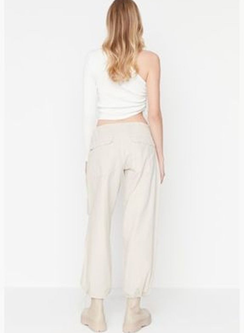 Beige Pajamas Normal Waist Parachute Trousers TWOAW23JE00738