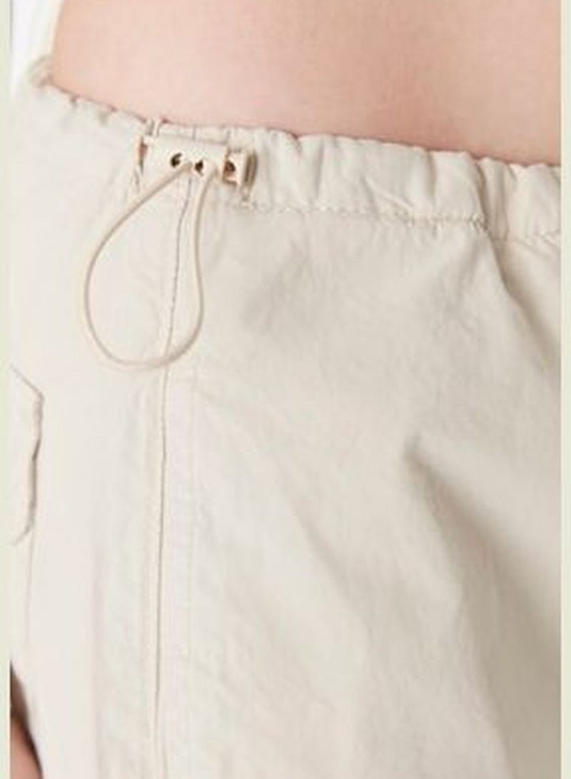 Beige Pajamas Normal Waist Parachute Trousers TWOAW23JE00738