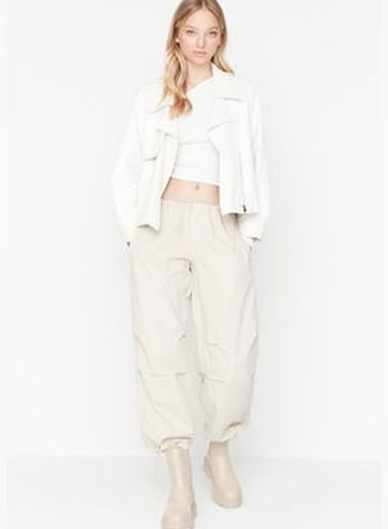 Beige Pajamas Normal Waist Parachute Trousers TWOAW23JE00738