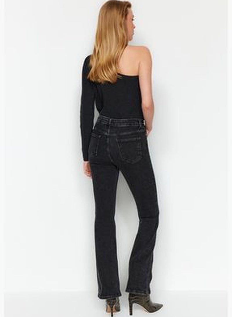 Black High Waist Flare Jeans TWOAW24JE00140
