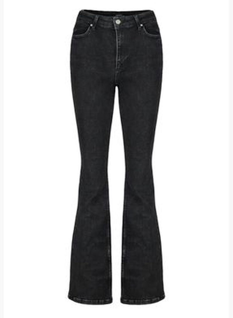 Black High Waist Flare Jeans TWOAW24JE00140