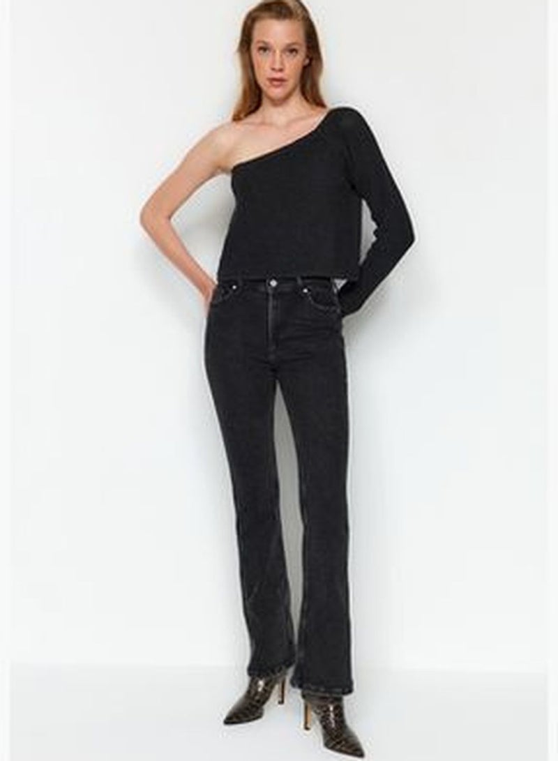 Black High Waist Flare Jeans TWOAW24JE00140