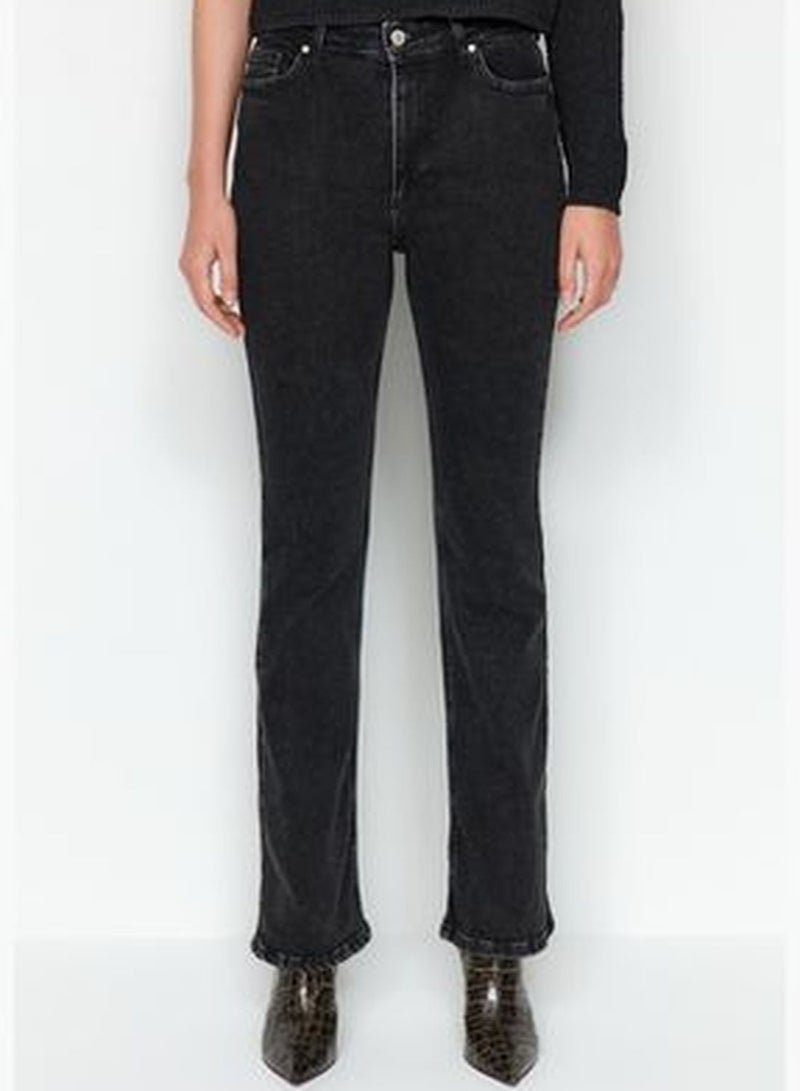 Black High Waist Flare Jeans TWOAW24JE00140