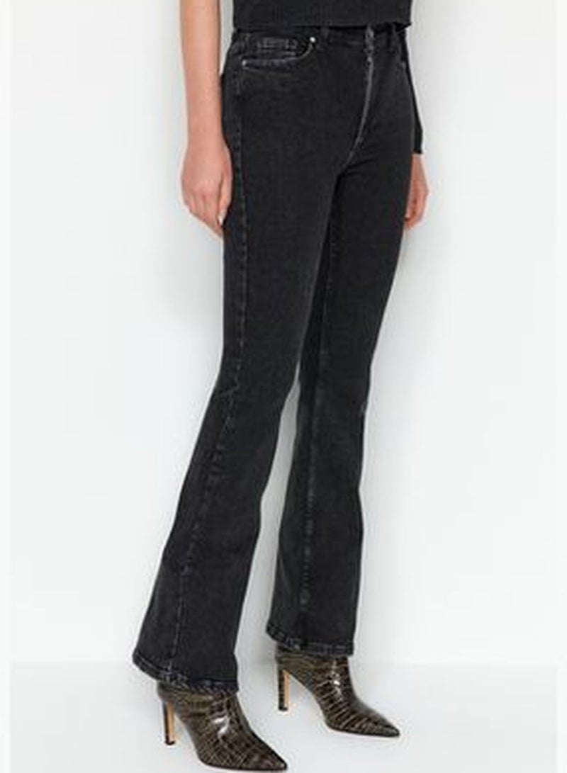 Black High Waist Flare Jeans TWOAW24JE00140