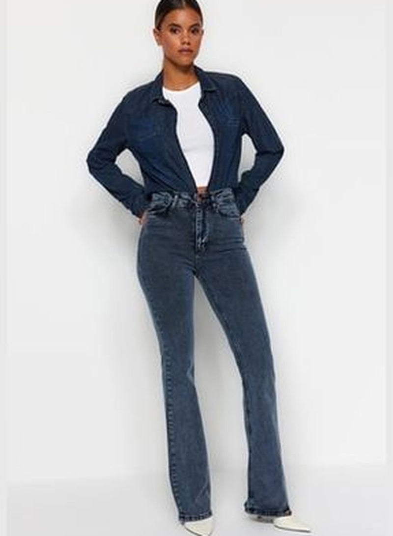 Midnight Blue High Waist Flare Jeans TWOAW24JE00043