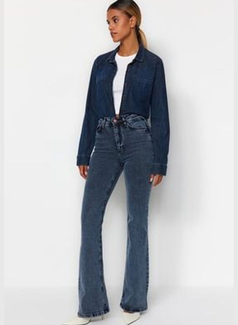 Midnight Blue High Waist Flare Jeans TWOAW24JE00043
