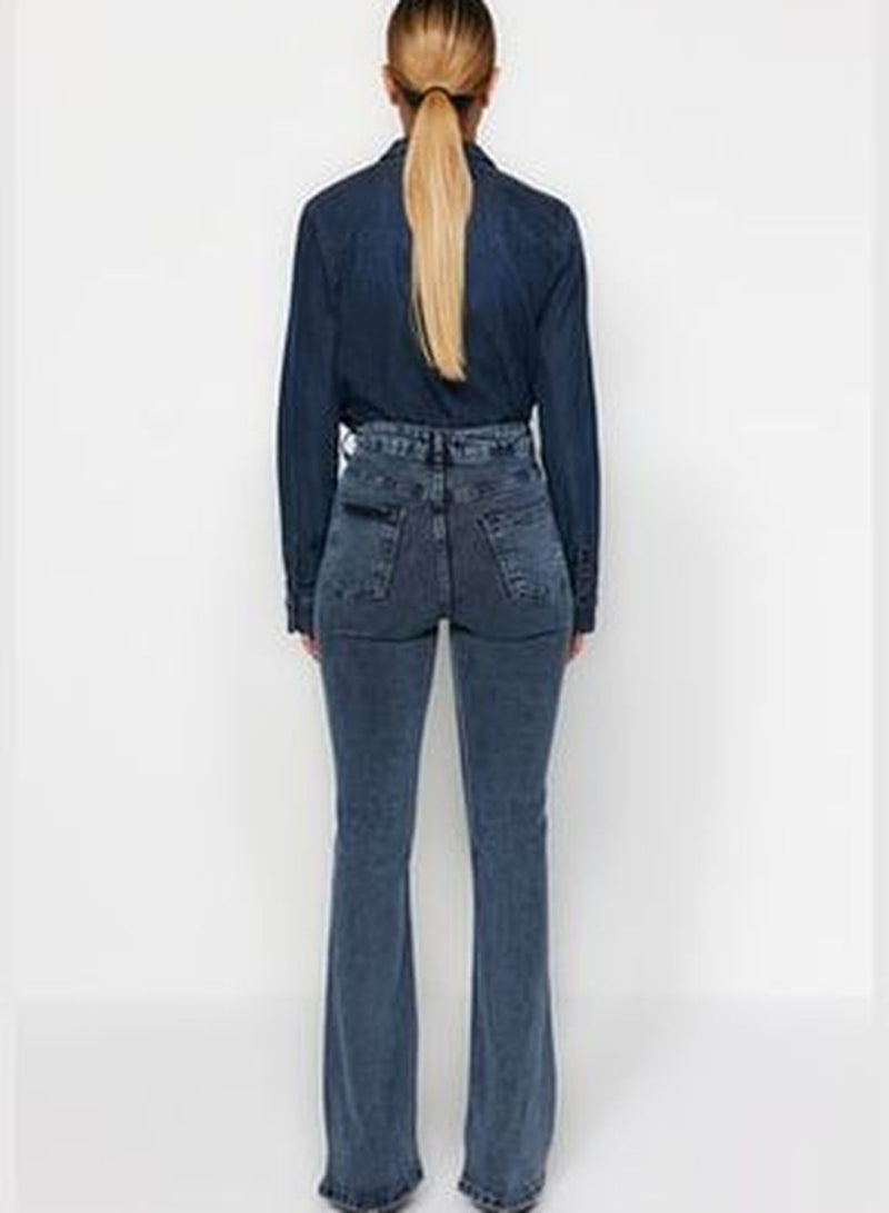 Midnight Blue High Waist Flare Jeans TWOAW24JE00043