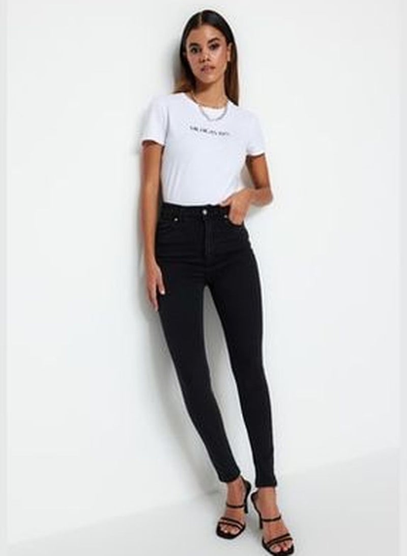 Black Normal Waist Skinny Jeans TWOSS23JE00073