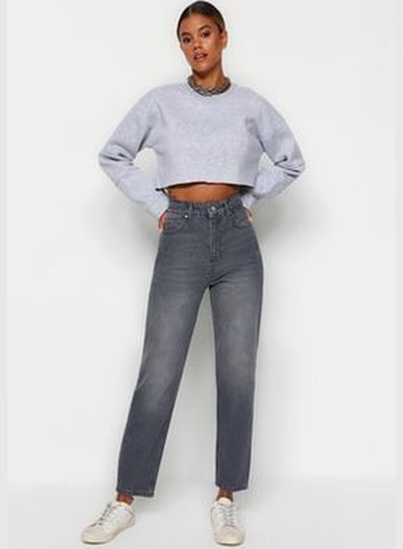 Gray High Waist Mom Jeans TWOAW24JE00076