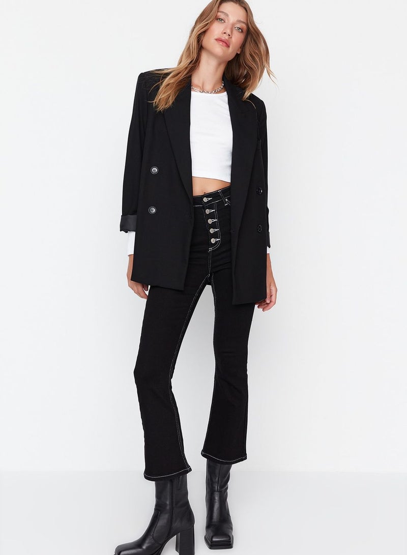 Front Button High Waist Jeans