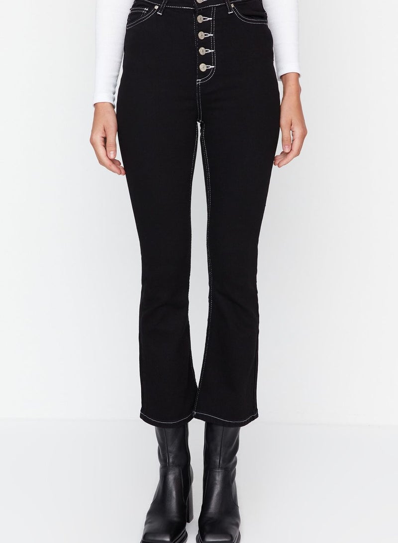Front Button High Waist Jeans