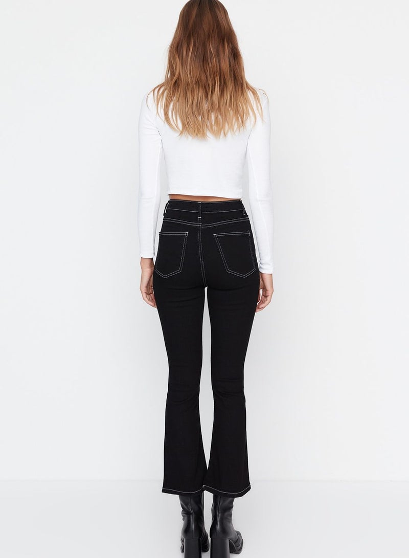 Front Button High Waist Jeans
