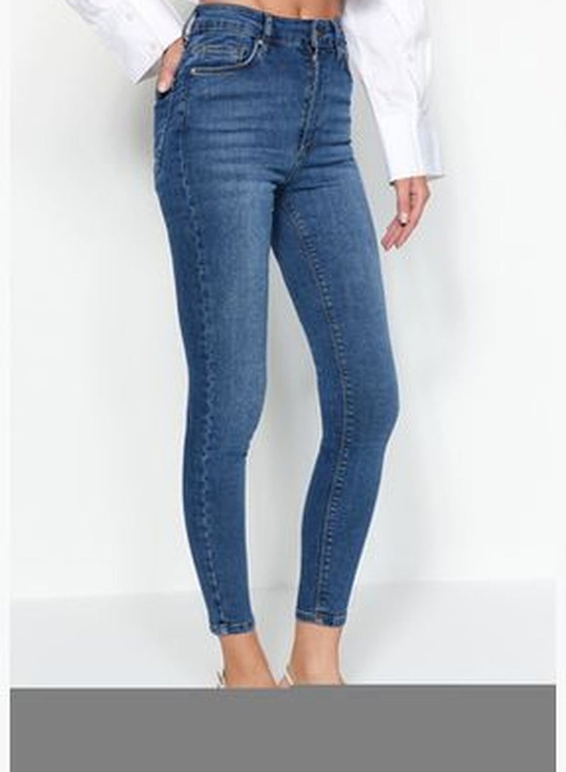 Blue High Waist Skinny Jeans TWOAW24JE00066