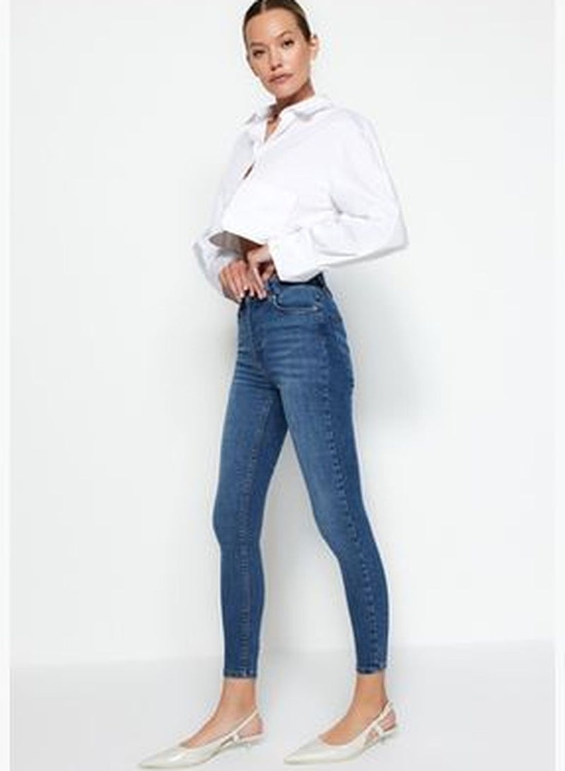 Blue High Waist Skinny Jeans TWOAW24JE00066