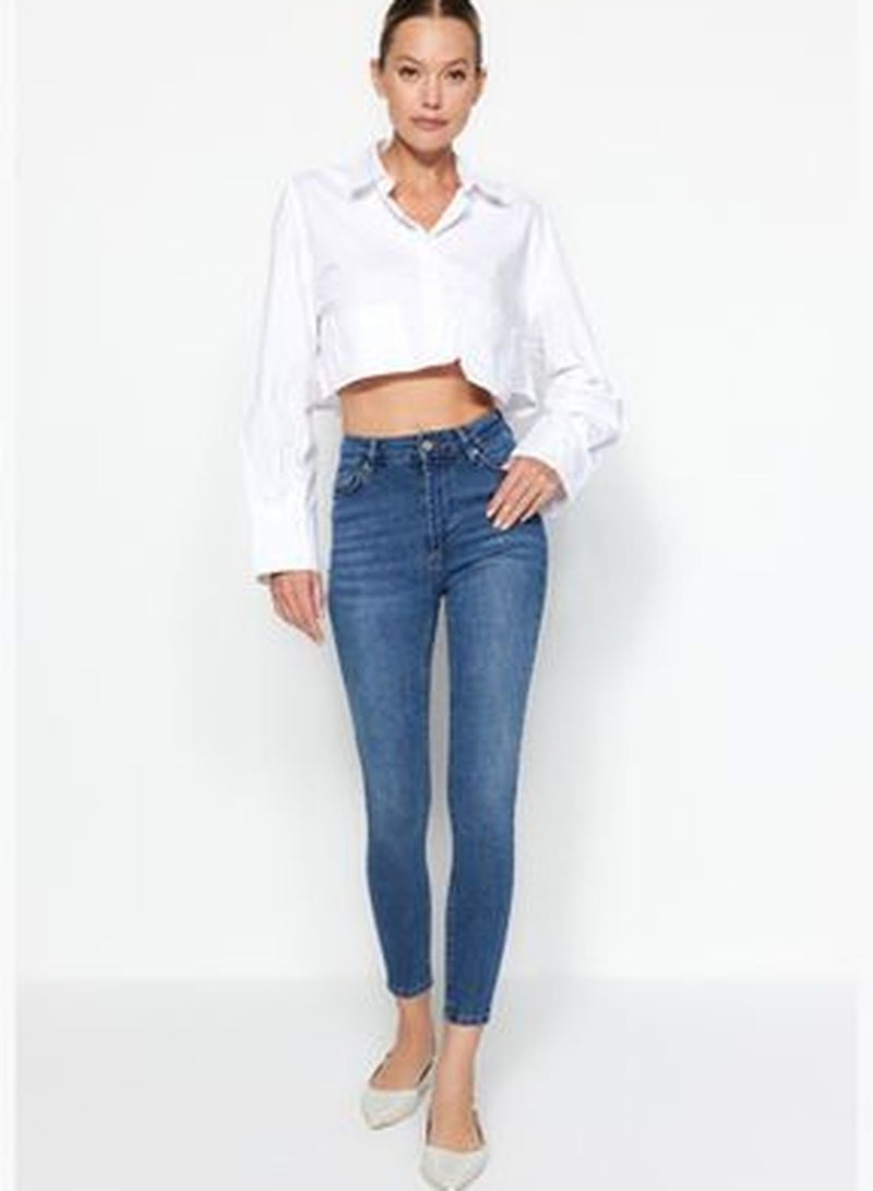 Blue High Waist Skinny Jeans TWOAW24JE00066