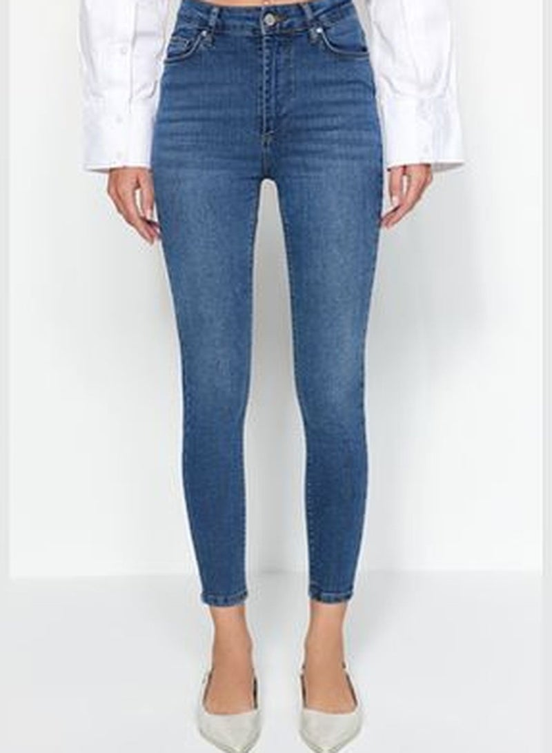 Blue High Waist Skinny Jeans TWOAW24JE00066