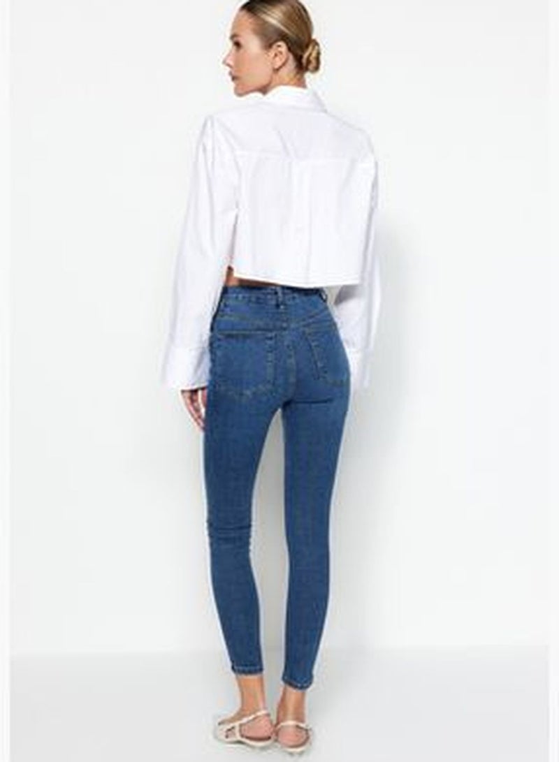 Blue High Waist Skinny Jeans TWOAW24JE00066