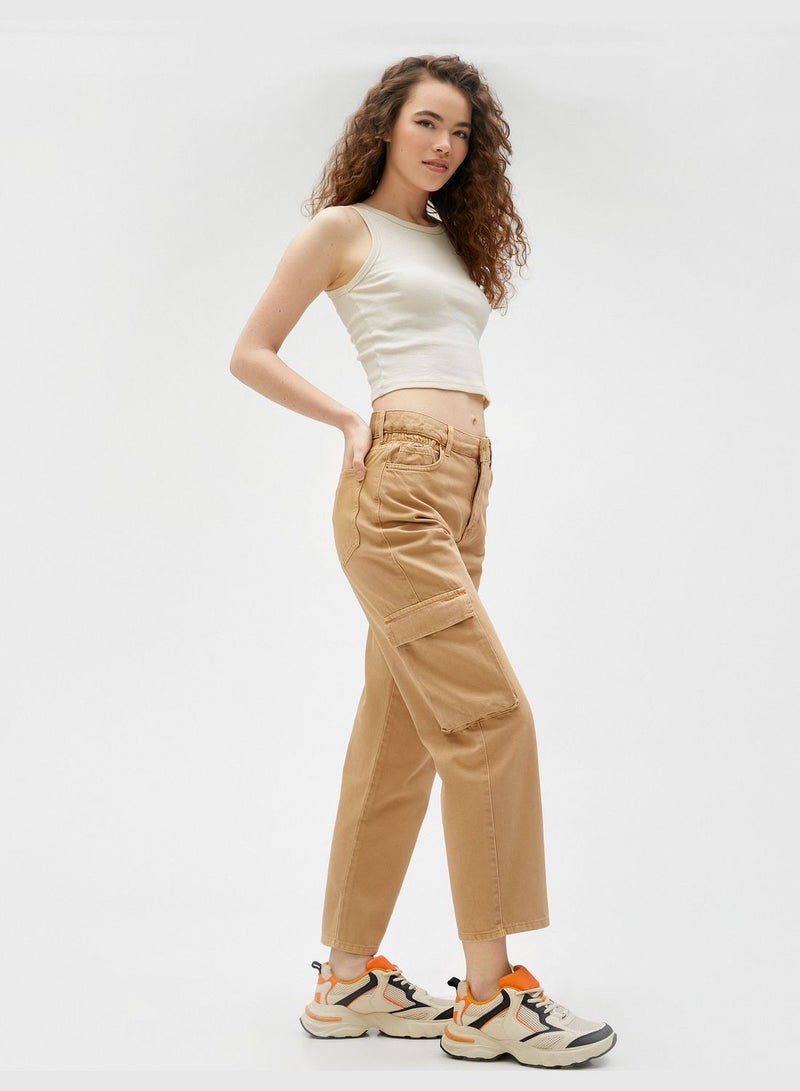 Straight Leg High Waist Cargo Trousers - Eve Jean