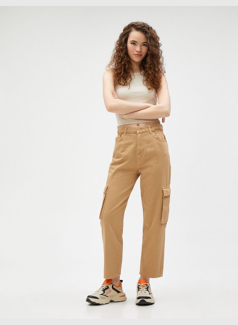 Straight Leg High Waist Cargo Trousers - Eve Jean