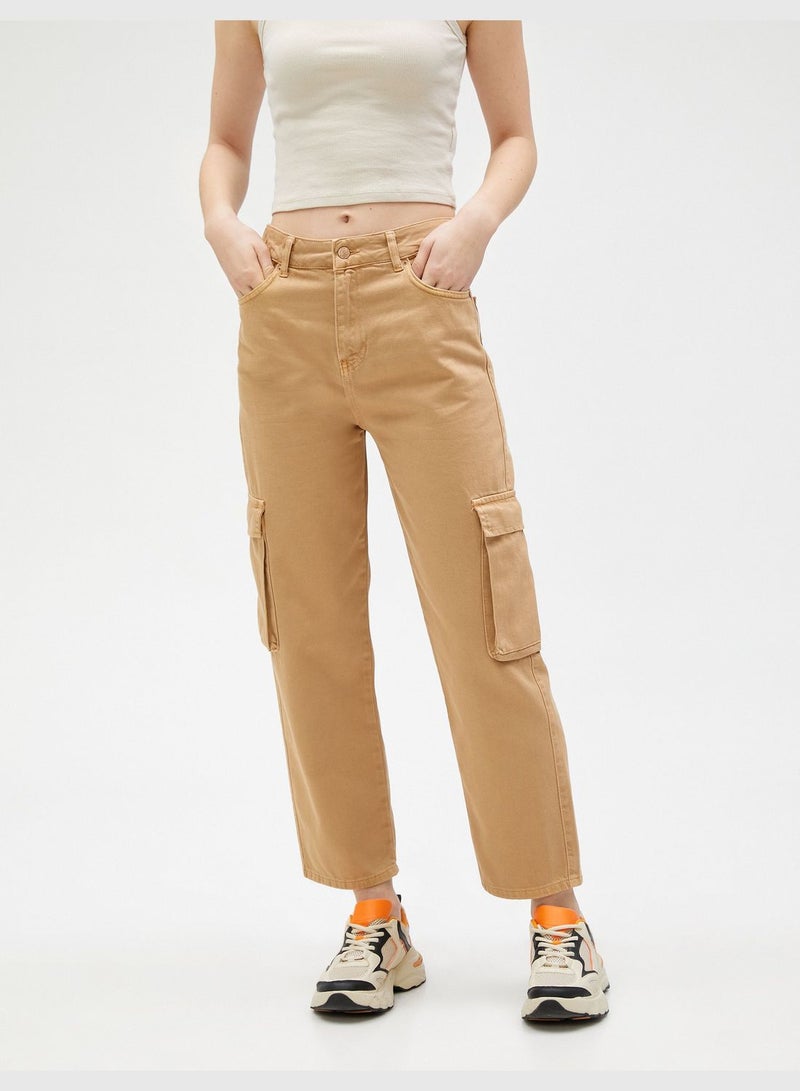 Straight Leg High Waist Cargo Trousers - Eve Jean