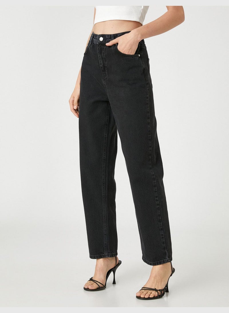 Skinny Leg Denim Trousers Regular Fit High Waist - Eve Jean