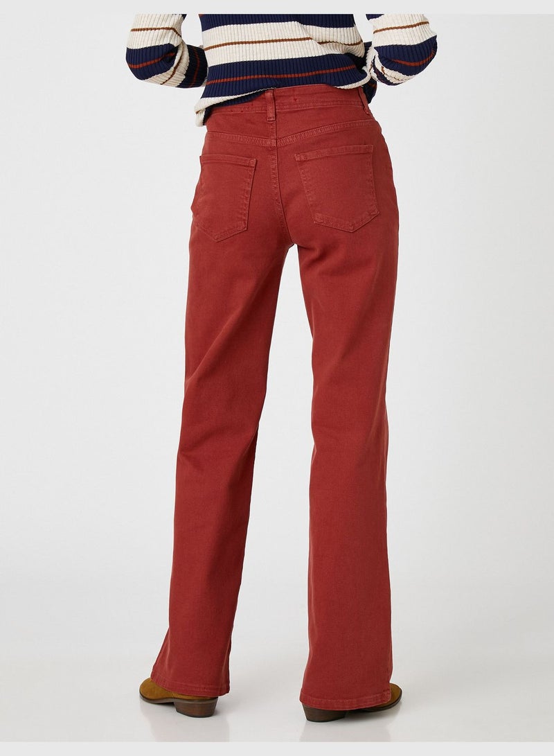 Flare Leg High Waist Denim Trousers