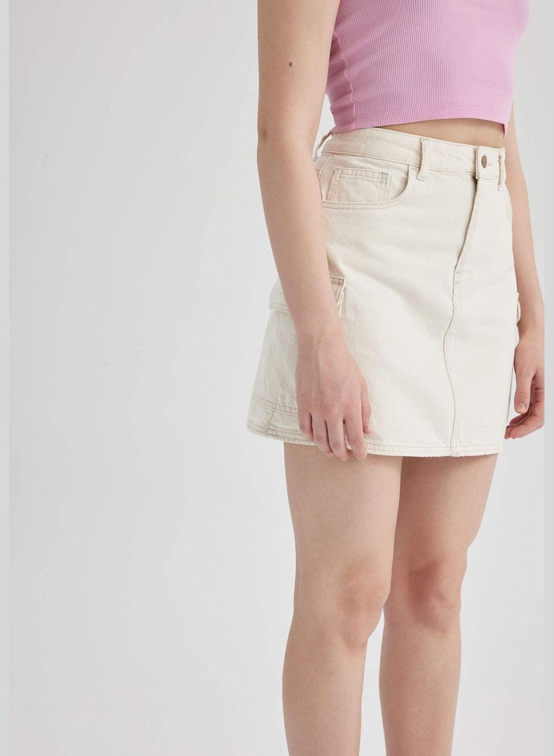 Woman Cargo Fit Denim Skirt