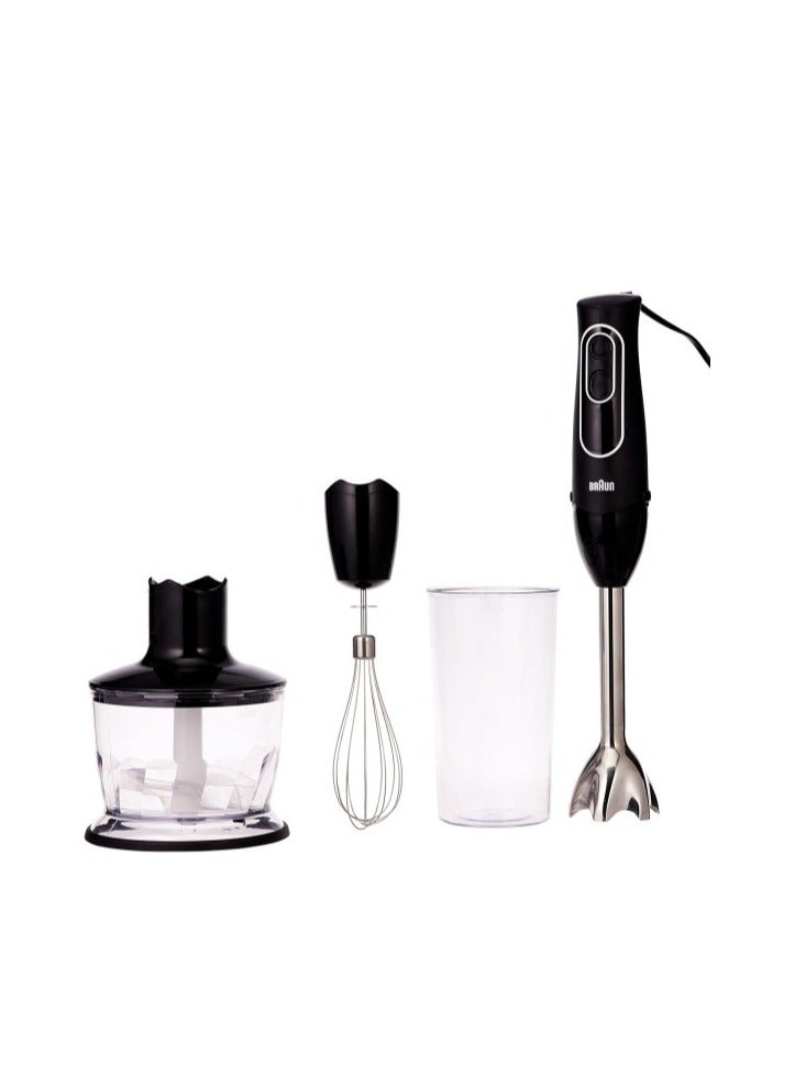 Braun Hand Blender Multiquick 5-600W With 600ml BPA-Free Beaker, 500ml Chopper, Whisk, Dual Speed, SplashControl & Powerbell Technology Mq 535 Sauce Black MQ535 Black