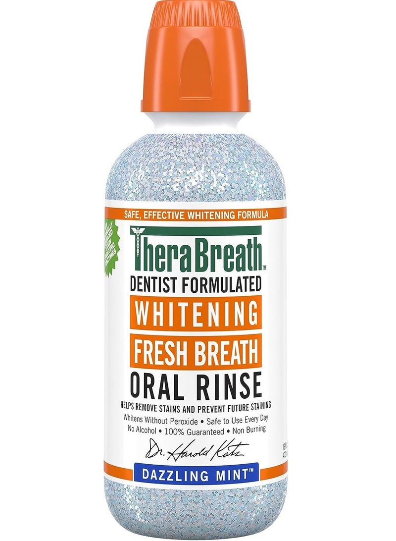 Whitening Fresh Breath Oral Rinse, Dazzling Mint, 473 ml