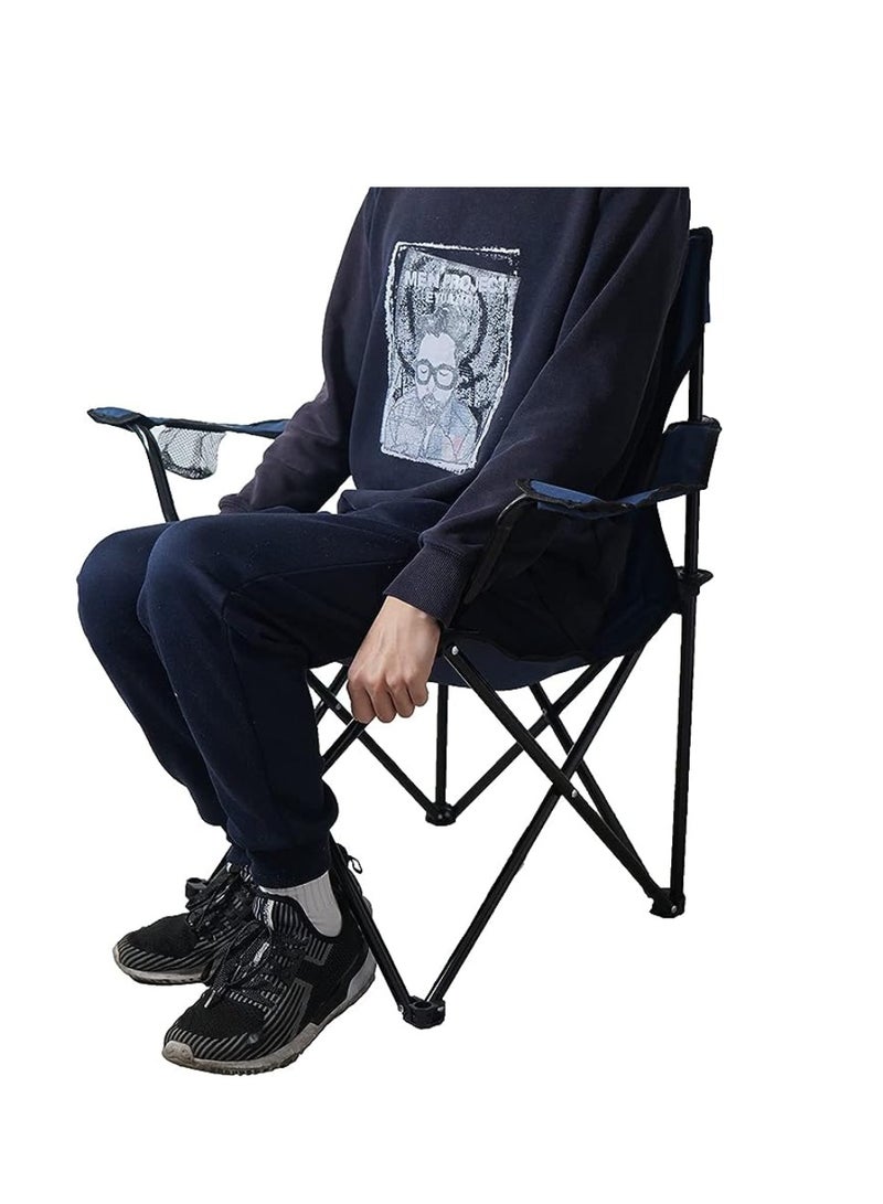 Outdoor Folding Chair With Armrest Camping Fishing Seat Portable Beach Camping Chair Picnic Beach Chair Outdoor Portable Chair 90X57X47CM Dark Blue