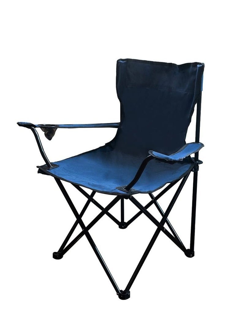 Outdoor Folding Chair With Armrest Camping Fishing Seat Portable Beach Camping Chair Picnic Beach Chair Outdoor Portable Chair 90X57X47CM Dark Blue