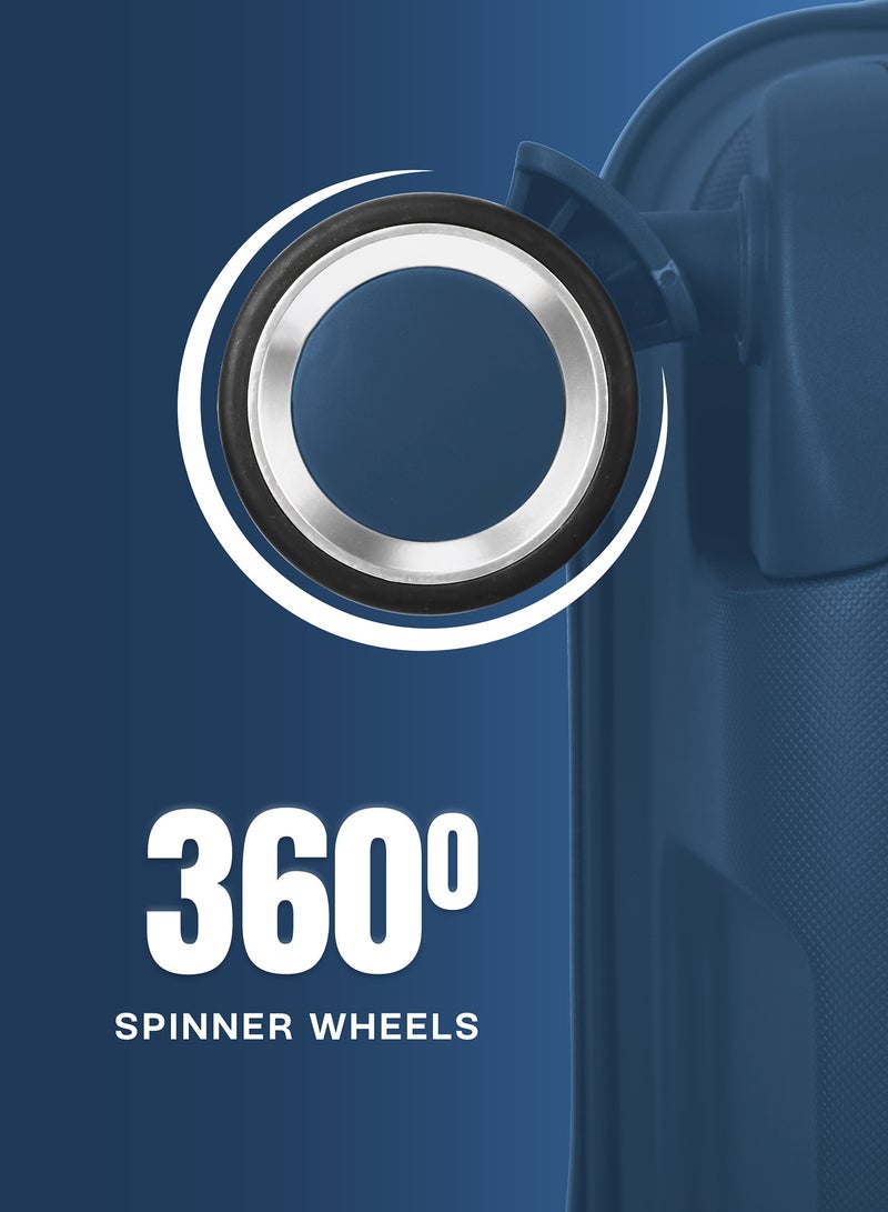 Polypropylene Spinner Check In Medium Luggage Trolley 24 Inch Blue