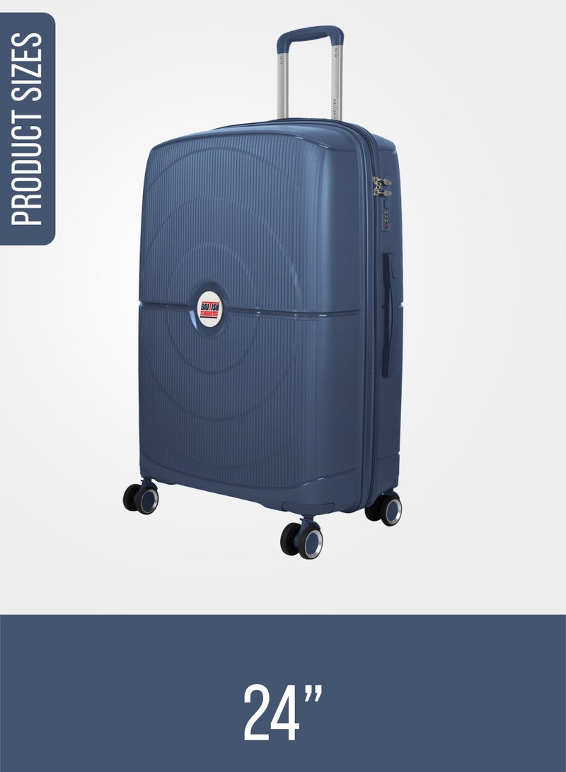 Polypropylene Spinner Check In Medium Luggage Trolley 24 Inch Blue