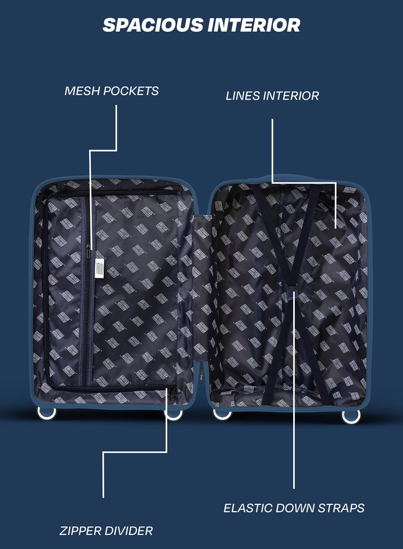 Polypropylene Spinner Check In Medium Luggage Trolley 24 Inch Blue