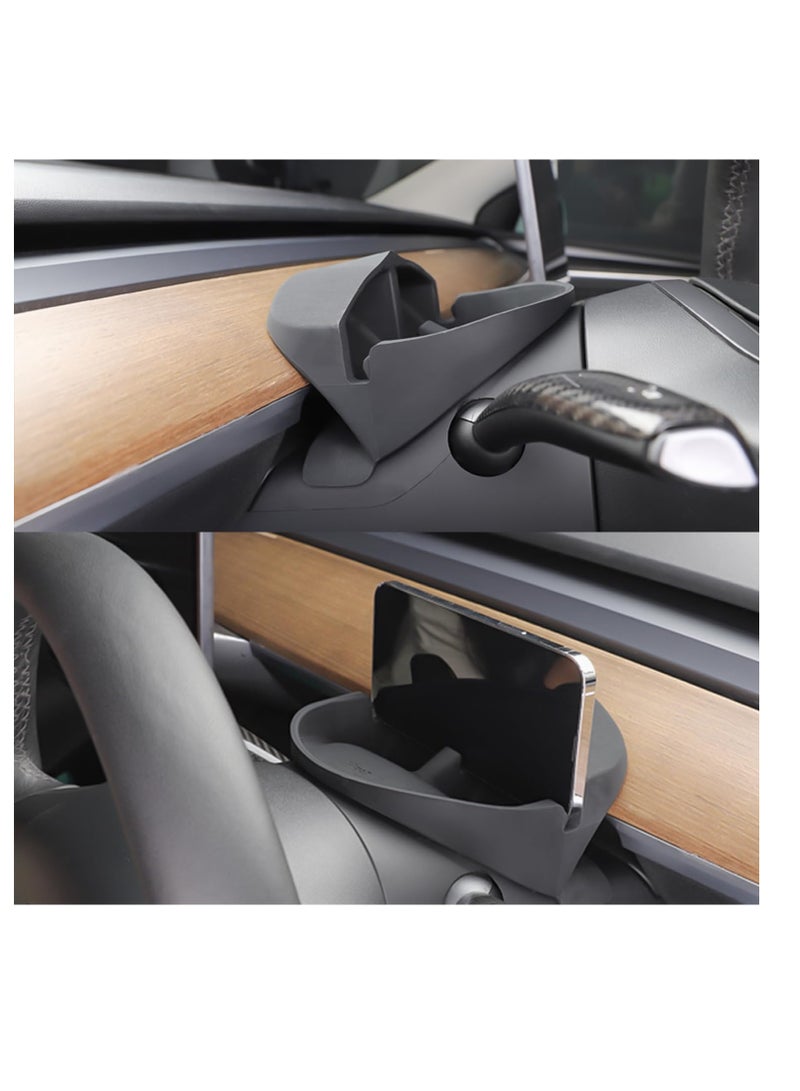 Steering Wheel Storage Holder for Tesla Model 3 Model Y, Anti-Slip Silicone Storage Tray for Cell Phone, for Tesla Storage Accessories, for Keychains, Sun Glasses, Stand for Navigation Cell Phone