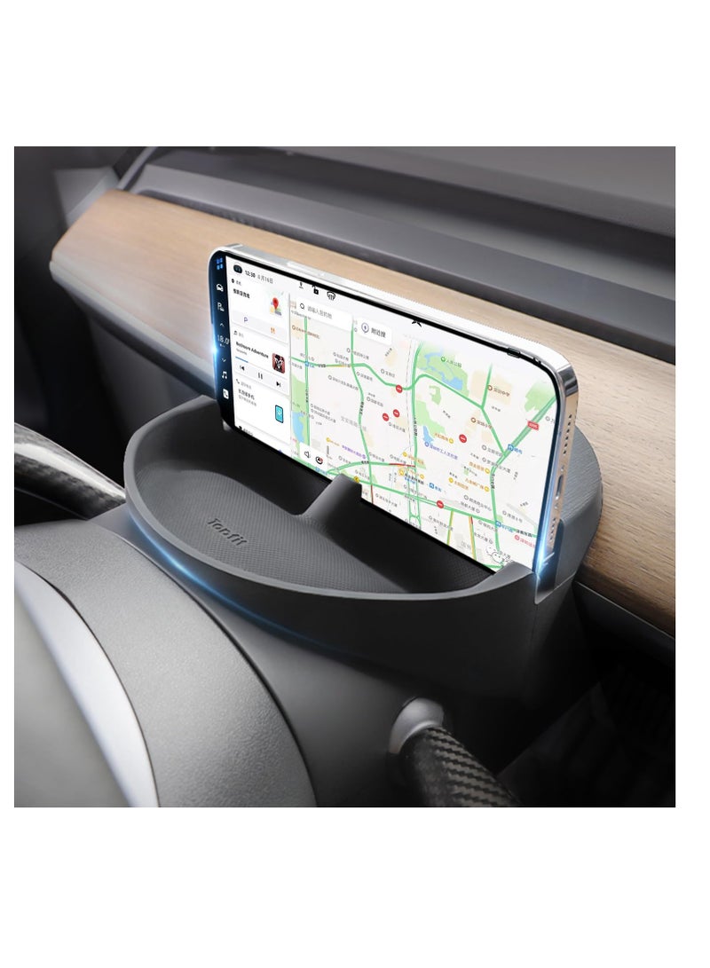 Steering Wheel Storage Holder for Tesla Model 3 Model Y, Anti-Slip Silicone Storage Tray for Cell Phone, for Tesla Storage Accessories, for Keychains, Sun Glasses, Stand for Navigation Cell Phone