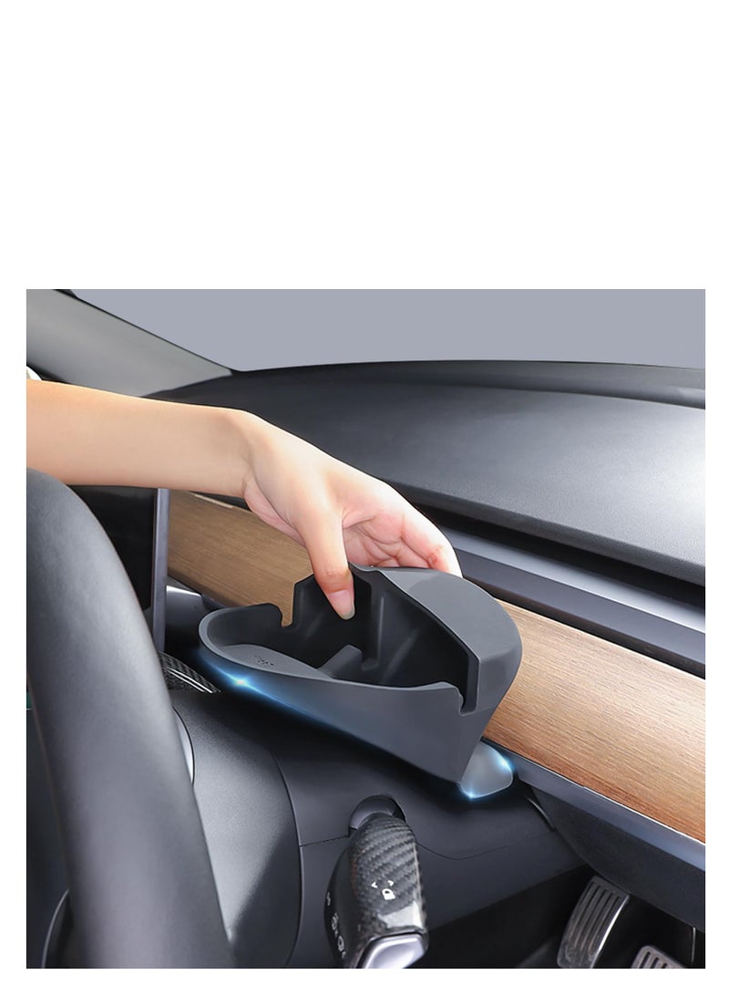 Steering Wheel Storage Holder for Tesla Model 3 Model Y, Anti-Slip Silicone Storage Tray for Cell Phone, for Tesla Storage Accessories, for Keychains, Sun Glasses, Stand for Navigation Cell Phone