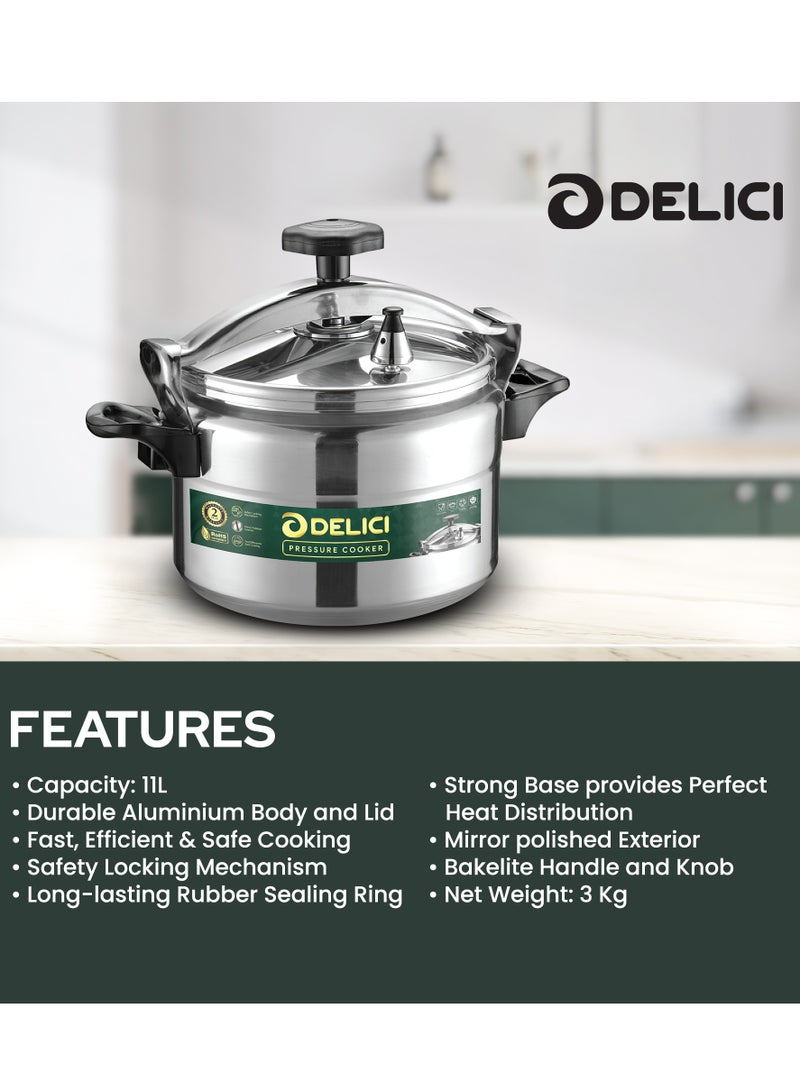 Aluminum Pressure Cooker 11L , Fast, Efficient, and Safe Cooking with Durable Body, Safety Locking Mechanism, Arabic cooker