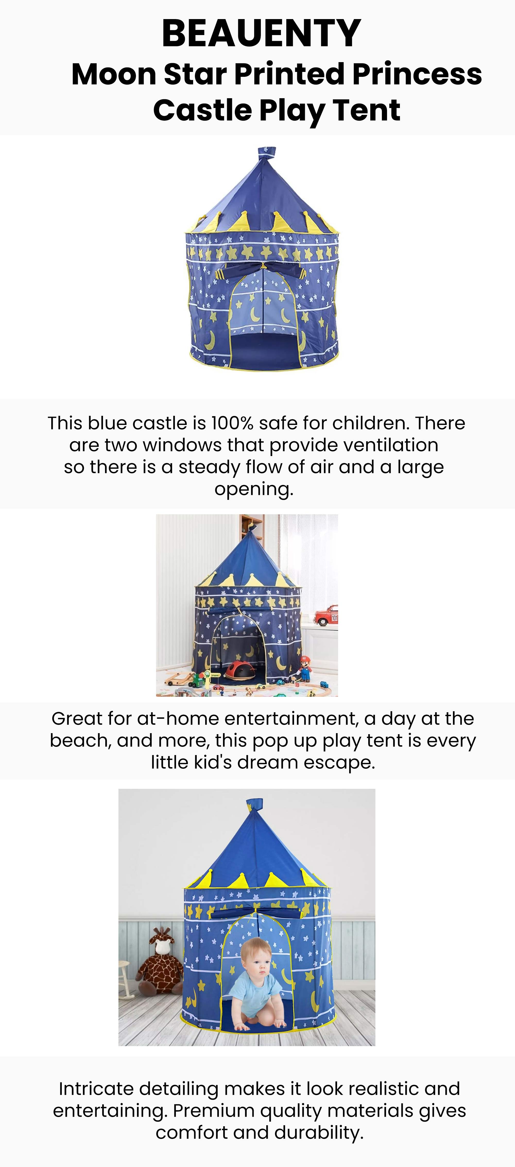 Moon Star Printed Princess Castle Play Tent