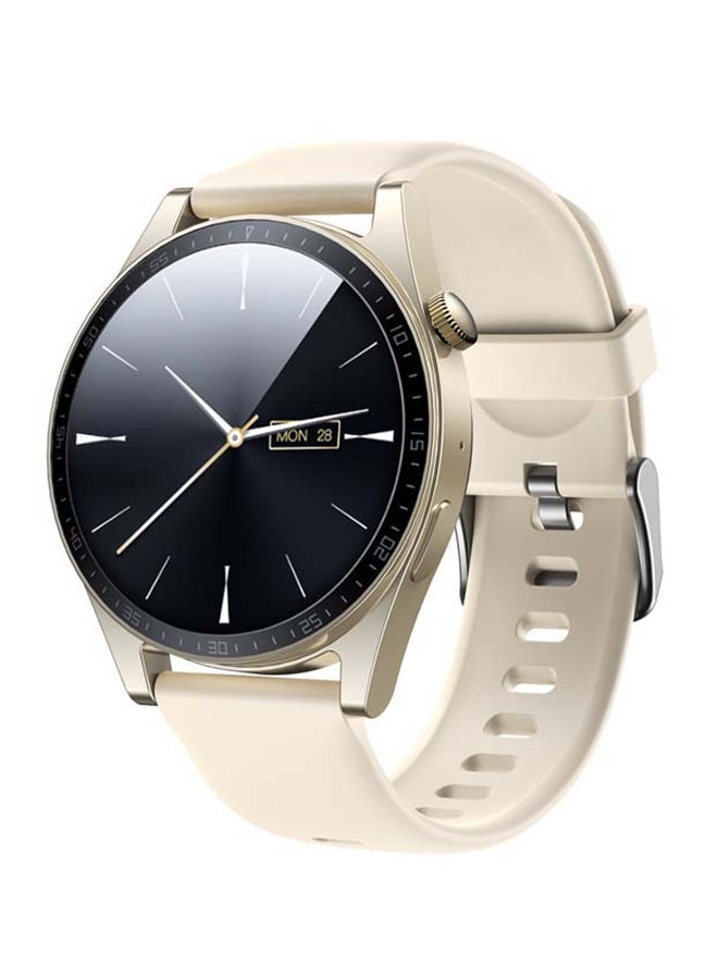 220 mAh JR-FC2 Smart Watch Can Make and Receive Calls 1.32-inch HD Screen Bluetooth Connection Fitness Monitoring For Men and Women Compatible With Apple and Android Metal Silicone Strap Champagne Gold