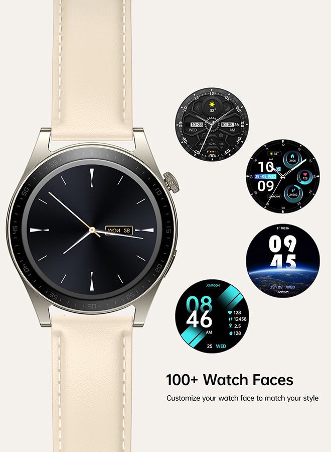 220 mAh JR-FC2 Smart Watch Can Make and Receive Calls 1.32-inch HD Screen Bluetooth Connection Fitness Monitoring For Men and Women Compatible With Apple and Android Metal Silicone Strap Champagne Gold