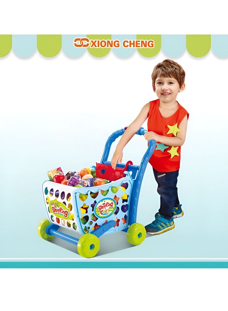 Kids 3 in 1 Shopping Cart Playset with Sensor for Boys