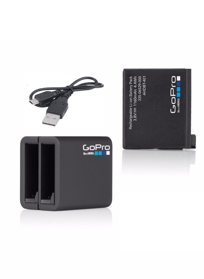GoPro Dual Battery Charger + Battery for GoPro Hero 4 camera