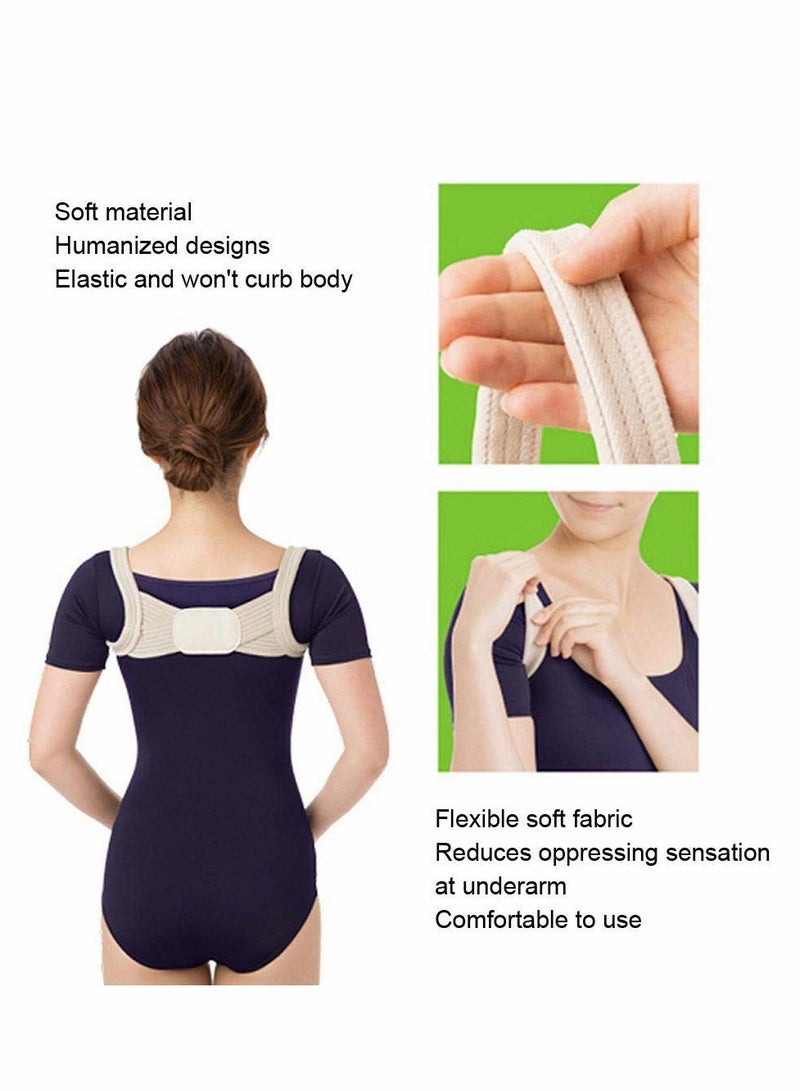 Posture Corrector, 2 Pcs Correction Belt Back Spine Support Adjustable Upper Brace for Clavicle and Providing Pain Relief Women Men, Breathable(L)