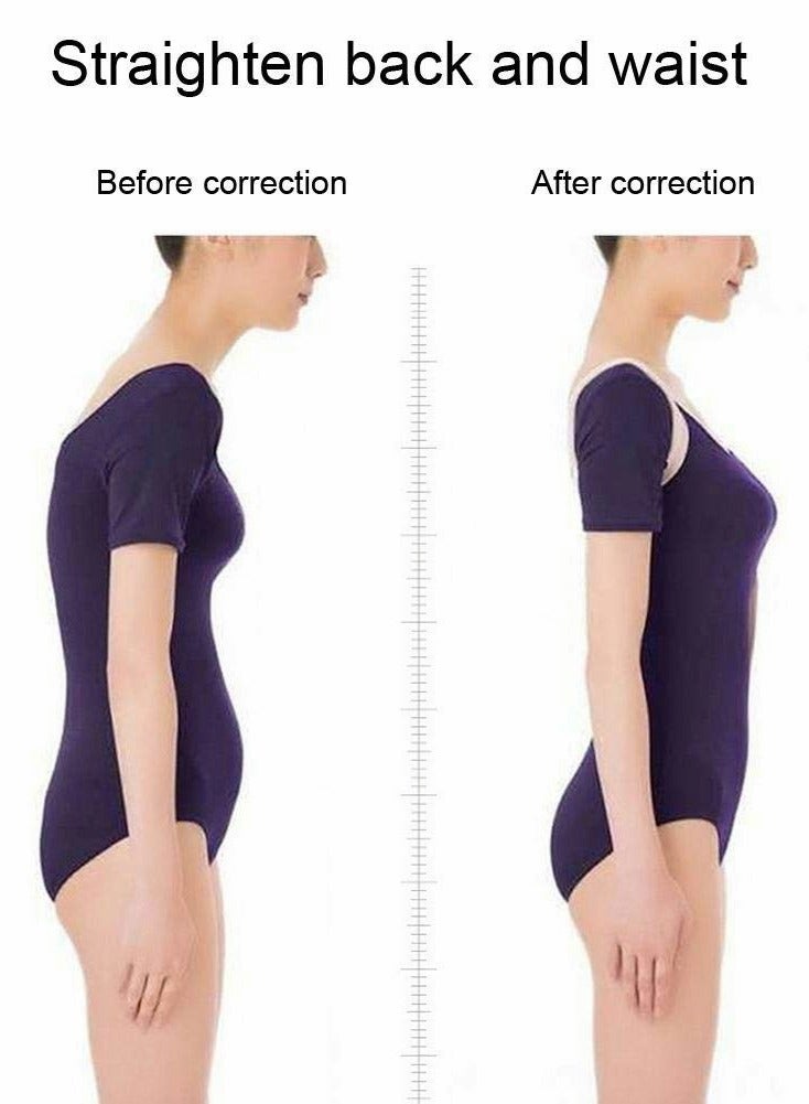 Posture Corrector, 2 Pcs Correction Belt Back Spine Support Adjustable Upper Brace for Clavicle and Providing Pain Relief Women Men, Breathable(L)