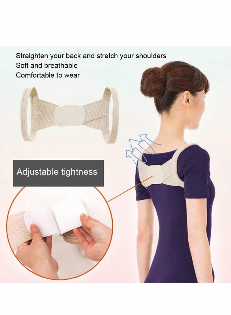 Posture Corrector, 2 Pcs Correction Belt Back Spine Support Adjustable Upper Brace for Clavicle and Providing Pain Relief Women Men, Breathable(L)